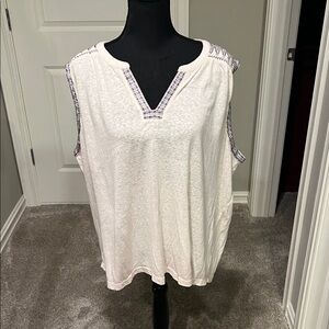 Natural Reflections Ivory Tank with Navy Accents